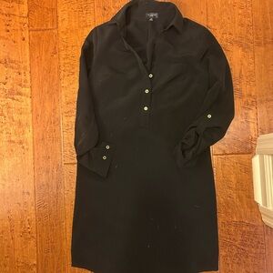 The Limited Black Long Sleeve Notched Collar shirtdress